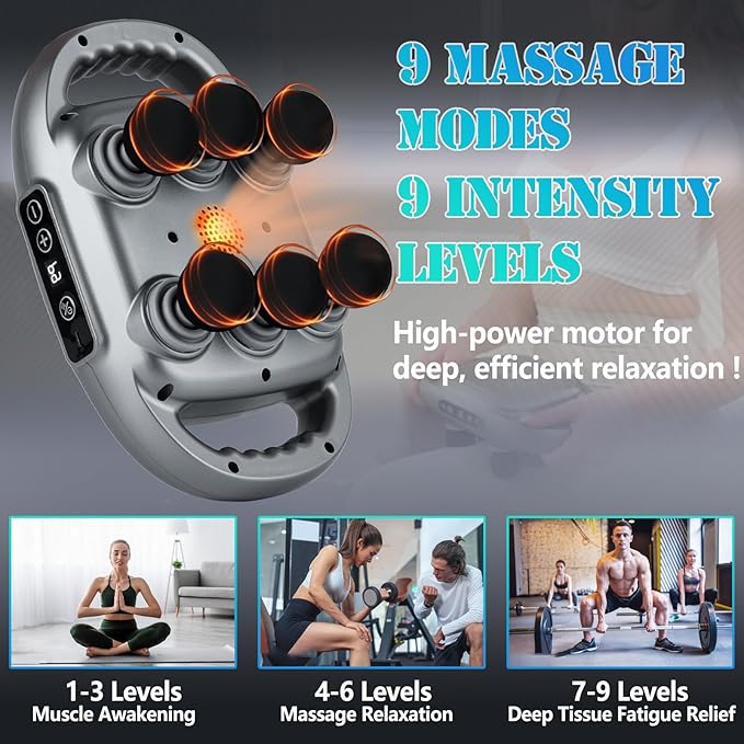 6-Head Fascia Muscle Massager Gun – Deep Tissue Relief for Back, Waist, and Legs