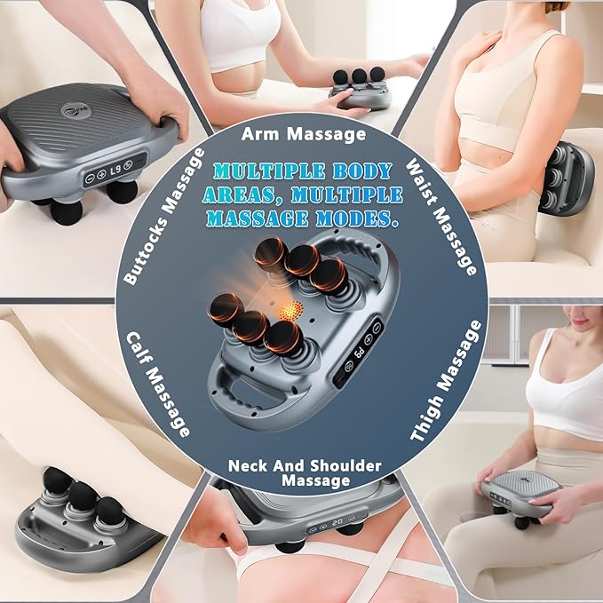 6-Head Fascia Muscle Massager Gun – Deep Tissue Relief for Back, Waist, and Legs