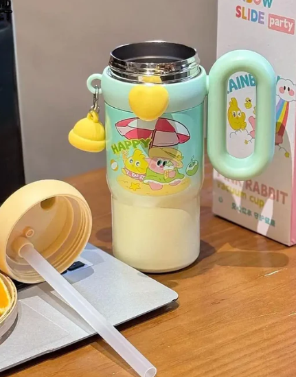 CUTE KAWAII INSULATED TUMBLER SIPPER 800ML WITH HANDLE & STAW LEAKPROOF & STAINLESS STEEL