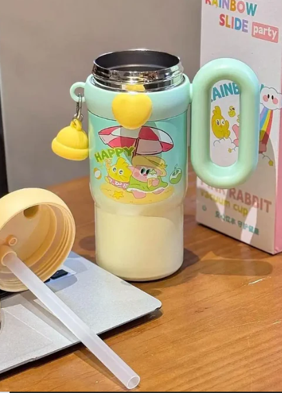 CUTE KAWAII INSULATED TUMBLER SIPPER 800ML WITH HANDLE & STAW LEAKPROOF & STAINLESS STEEL