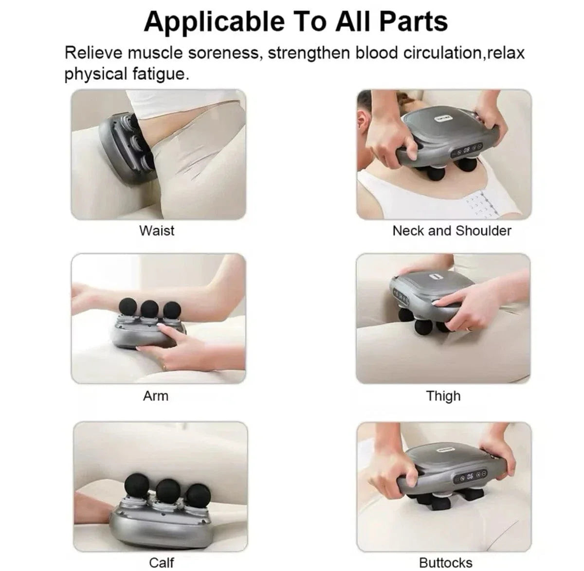 6-Head Fascia Muscle Massager Gun – Deep Tissue Relief for Back, Waist, and Legs