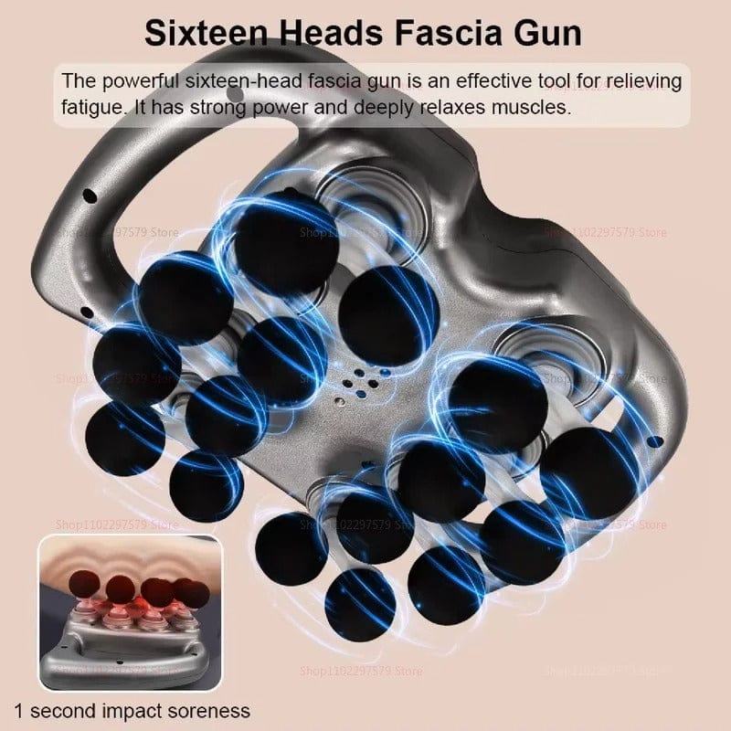 Fascia Gun with 16 Heads – Professional Deep Tissue Massage for Full Body Relief